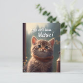 Genees-snel Kitten Met Sjaal, aanpasbaar Briefkaart (Staand voorkant)