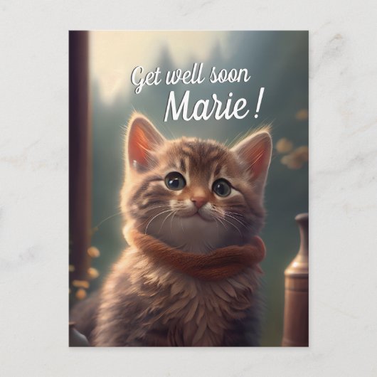 Genees-snel Kitten Met Sjaal, aanpasbaar Briefkaart (Voorkant)