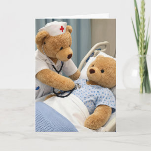 Genees Zieken Verpleegster Teddybeer met een Steth Kaart