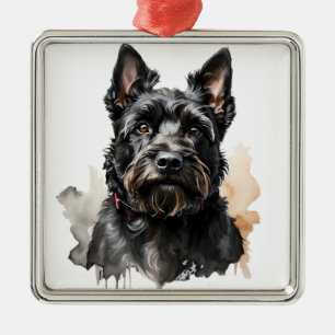 GENEES ZWARTE SCHOTSE TERRIËR PUPPY HOND METALEN ORNAMENT