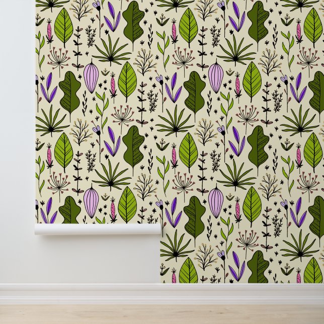 Geneeskrachtige kruiden, onkruid, bloemen en blade behang (Applicatie)