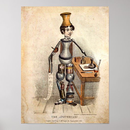 geneeskunde: 1850 afbeelding kopie van de apothee poster (Voorkant)