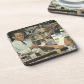  geneeskunde, apotheker en meisje op farmacie bier onderzetter (Linkerzijde)