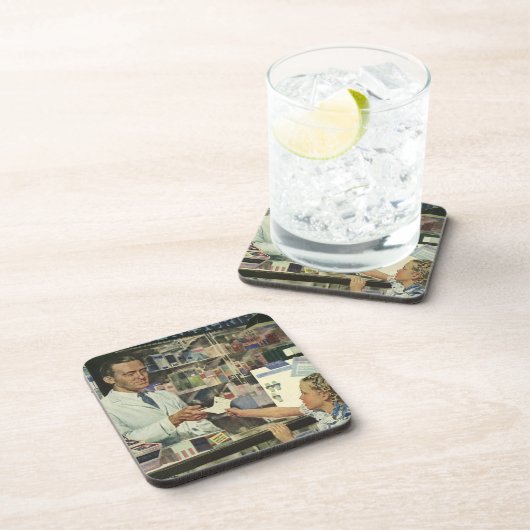  geneeskunde, apotheker en meisje op farmacie bier onderzetter (Rechterzijde)