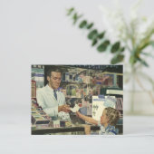  geneeskunde, apotheker en meisje op farmacie briefkaart (Staand voorkant)