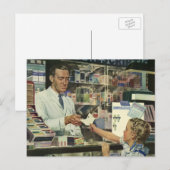  geneeskunde, apotheker en meisje op farmacie briefkaart (Voorkant / Achterkant)