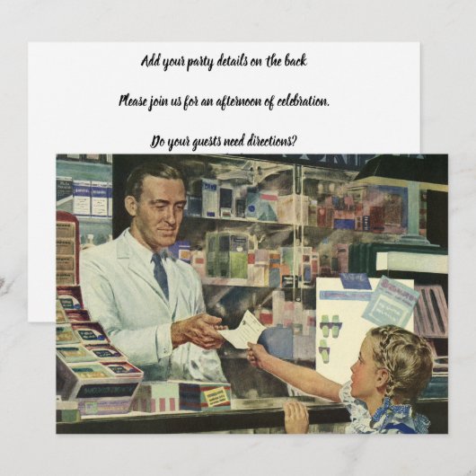  geneeskunde, apotheker en meisje op farmacie kaart (Voorkant / Achterkant)