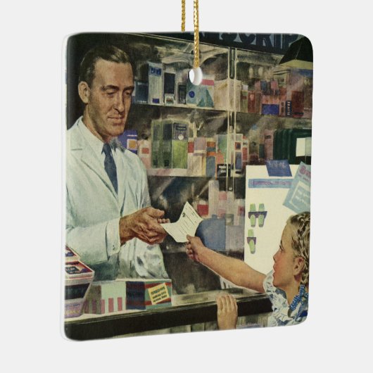  geneeskunde, apotheker en meisje op farmacie keramisch ornament (Rechts)