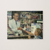  geneeskunde, apotheker en meisje op farmacie legpuzzel (Horizontaal)