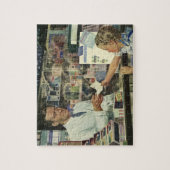  geneeskunde, apotheker en meisje op farmacie legpuzzel (Verticaal)