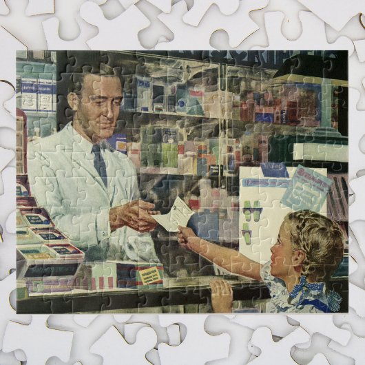 geneeskunde, apotheker en meisje op farmacie legpuzzel