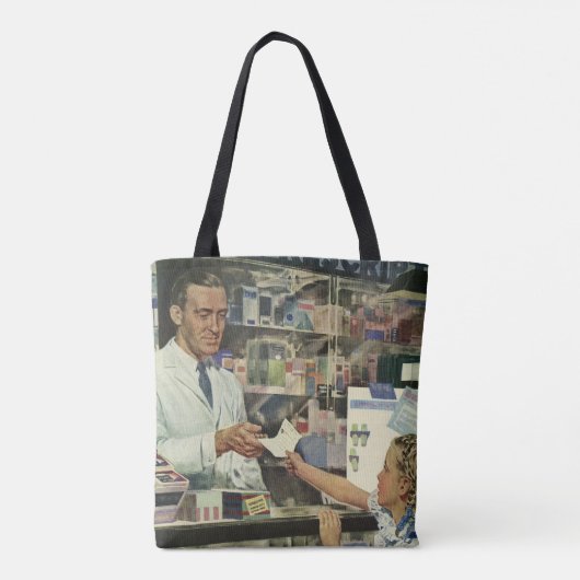 geneeskunde, apotheker en meisje op farmacie tote bag (Achterkant)