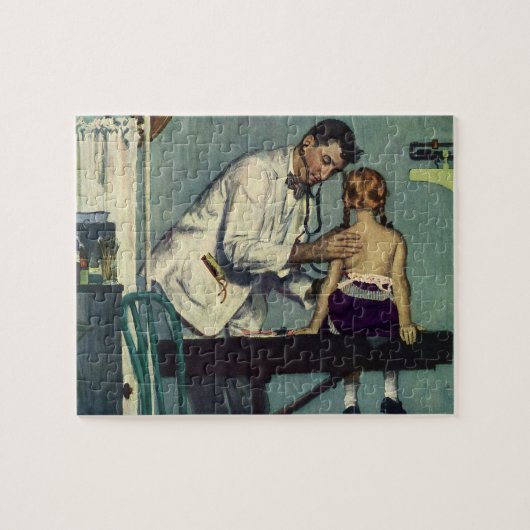  geneeskunde, dokter die een meisje ziet legpuzzel (Horizontaal)