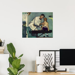 geneeskunde, dokter die een meisje ziet poster