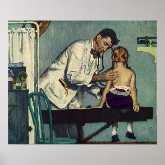 geneeskunde, dokter die een meisje ziet poster (Voorkant)