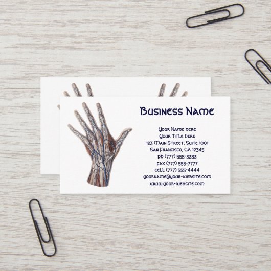  geneeskunde, menselijke anatomiehandschoenen visitekaartje (Voorkant / Achterkant in situ)