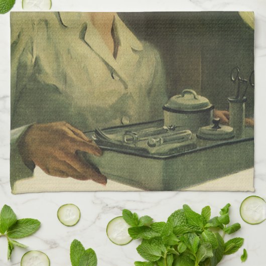  geneeskunde, verpleegkundige met medische hulpmid theedoek (Gevouwen)