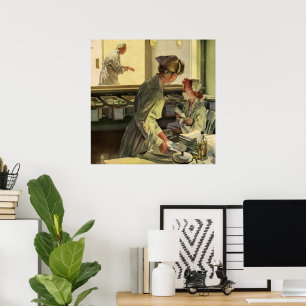 geneeskunde, verpleegkundigen met pasgeboren Baby Poster