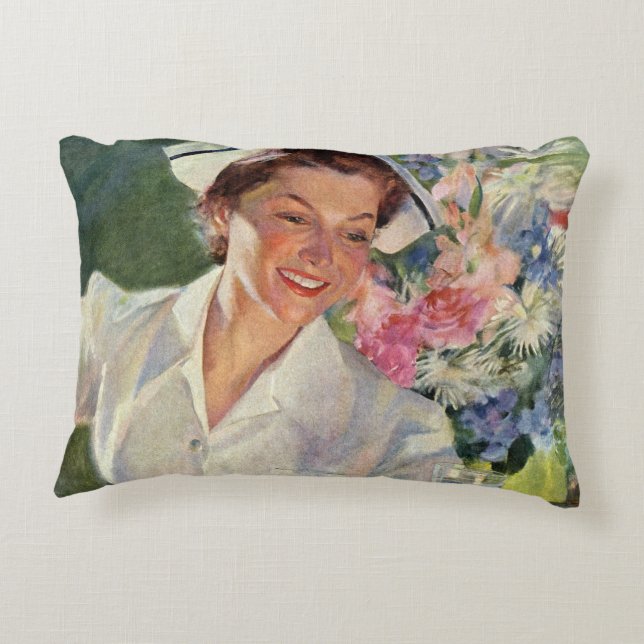  geneeskunde, vrolijke verpleegkunde in uniform accent kussen (Achterkant)