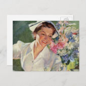  geneeskunde, vrolijke verpleegkunde in uniform briefkaart (Voorkant / Achterkant)