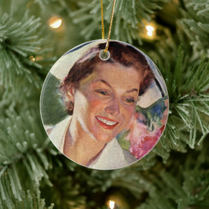 geneeskunde, vrolijke verpleegkunde in uniform keramisch ornament