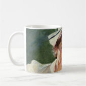 geneeskunde, vrolijke verpleegkunde in uniform koffiemok (Links)