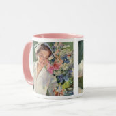 geneeskunde, vrolijke verpleegkunde in uniform mok (Voorkant links)