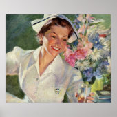  geneeskunde, vrolijke verpleegkunde in uniform poster (Voorkant)