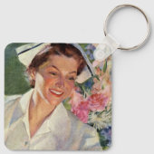  geneeskunde, vrolijke verpleegkunde in uniform sleutelhanger (Achterkant)