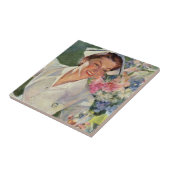 geneeskunde, vrolijke verpleegkunde in uniform tegeltje (Zijkant)