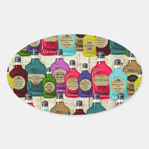 Geneesmiddel Man Magische Potie Apothecaire Tonic Ovale Sticker