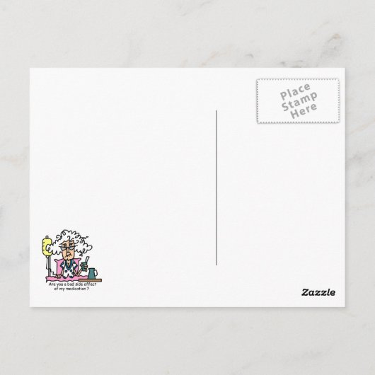 Geneesmiddelbijwerking Humor Briefkaart (Achterkant)
