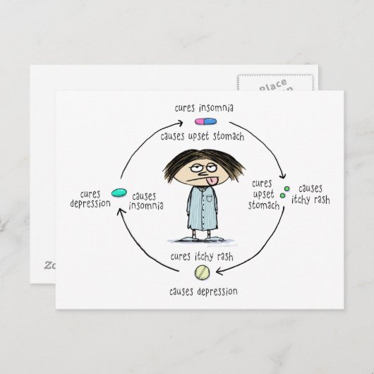 Geneesmiddelen en veroorzaakt Funny Cartoon Briefkaart (Voorkant / Achterkant)