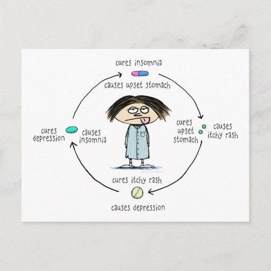 Geneesmiddelen en veroorzaakt Funny Cartoon Briefkaart (Voorkant)