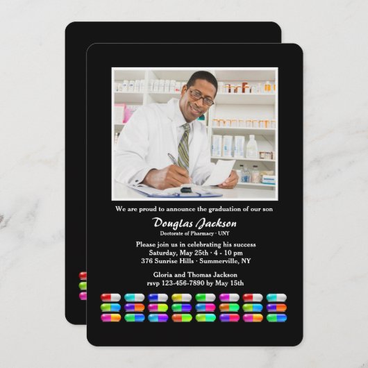 Geneesmiddelen Foto Afstuderen Uitnodiging (Voorkant / Achterkant)