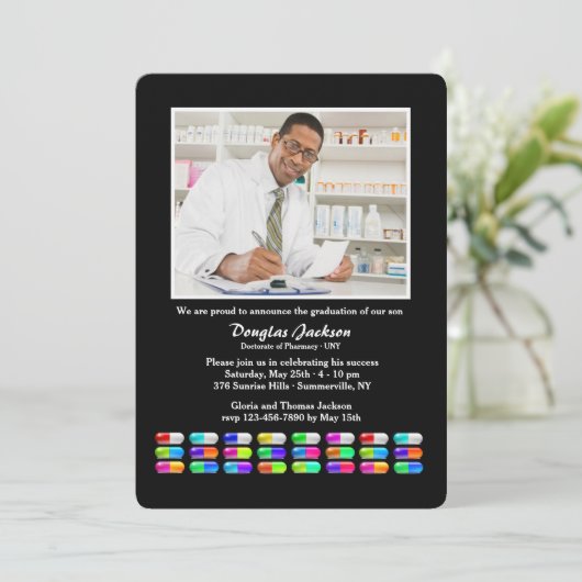 Geneesmiddelen Foto Afstuderen Uitnodiging (Staand voorkant)