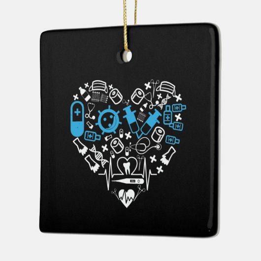 Geneesmiddelen - hart van medische apparatuur keramisch ornament (Links)