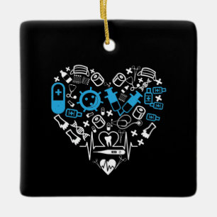 Geneesmiddelen - hart van medische apparatuur keramisch ornament