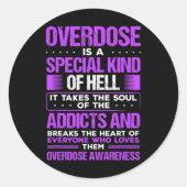 Geneesmiddelenmisbruik Paars Ribbon Addicate Overd Ronde Sticker (Voorkant)