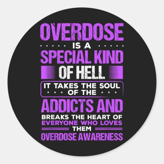 Geneesmiddelenmisbruik Paars Ribbon Addicate Overd Ronde Sticker (Voorkant)