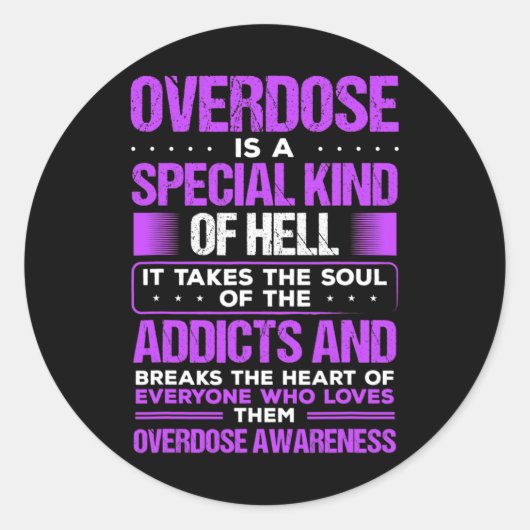 Geneesmiddelenmisbruik Paars Ribbon Addicate Overd Ronde Sticker (Voorkant)