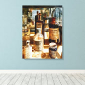Geneesmiddelflessen in glas Hoesje Canvas Afdruk (Insitu (Houten vloer))