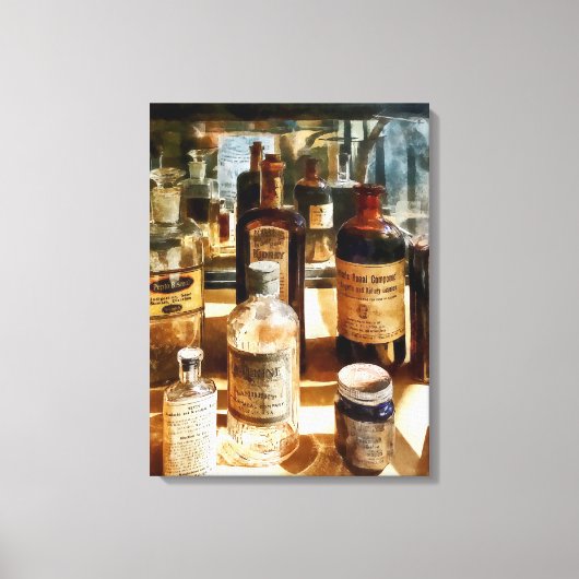 Geneesmiddelflessen in glas Hoesje Canvas Afdruk (Voorkant)