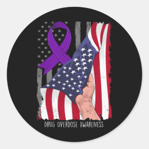 Geneesmiddeloverdosis Bewustzijn Amerikaanse vlag Ronde Sticker