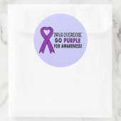 Geneesmiddeloverdosis: Paarse bewustzijnslint Ronde Sticker (Tas)