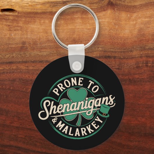 Geneigd tot kattenkwaad & onzin St. Patrick's Dag Sleutelhanger (Voorkant)