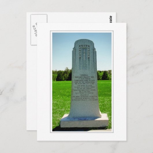 Generaal Barnard Bee Monument Briefkaart (Voorkant / Achterkant)