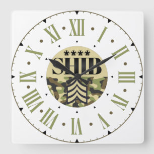 Generaal bij het Shib Leger Roman Numeral Vierkante Klok
