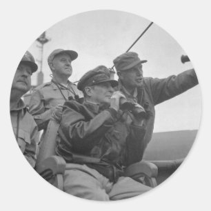 Generaal Douglas MacArthur Shelling of Inchon Ronde Sticker