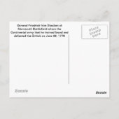 Generaal Friedrich von Steuben in Monmouth Briefkaart (Achterkant)